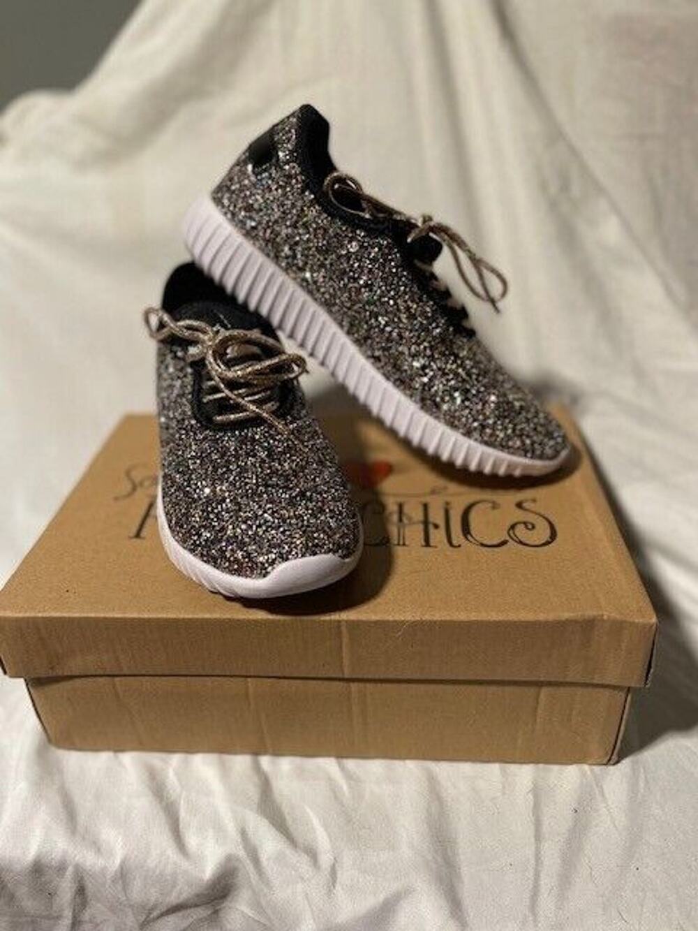 Southern Fried Chics Sneakers Women's Size 7 Sparkle Glitter Shoes Colorful NEW